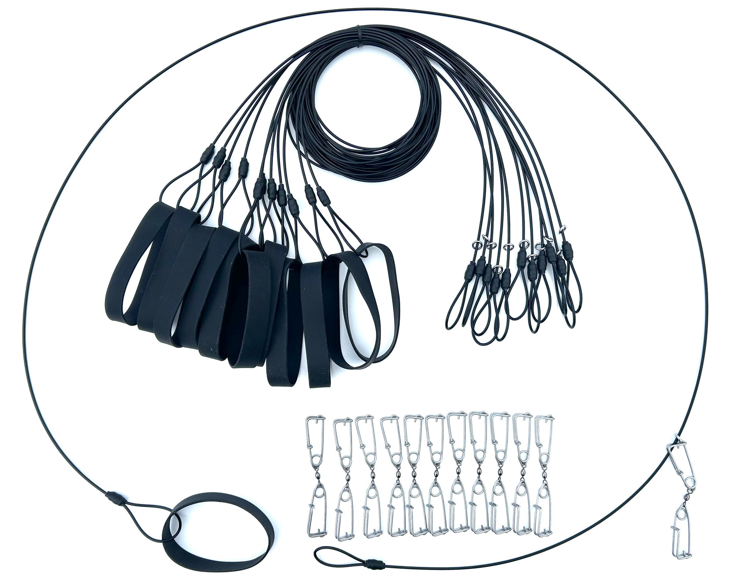 12- 72" Coated Cable, Non Tangling, Fully Depth Adjustable Decoy Rigs without weights